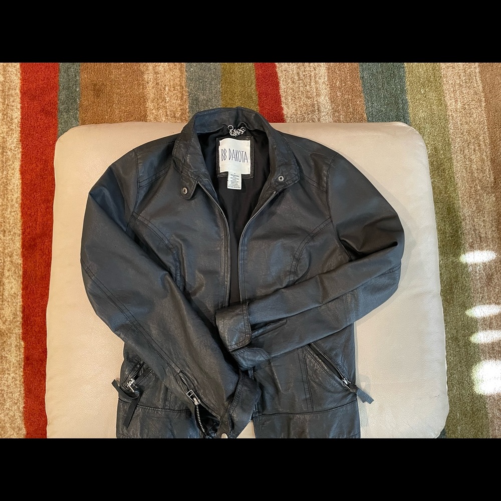 Matte black leather jacket